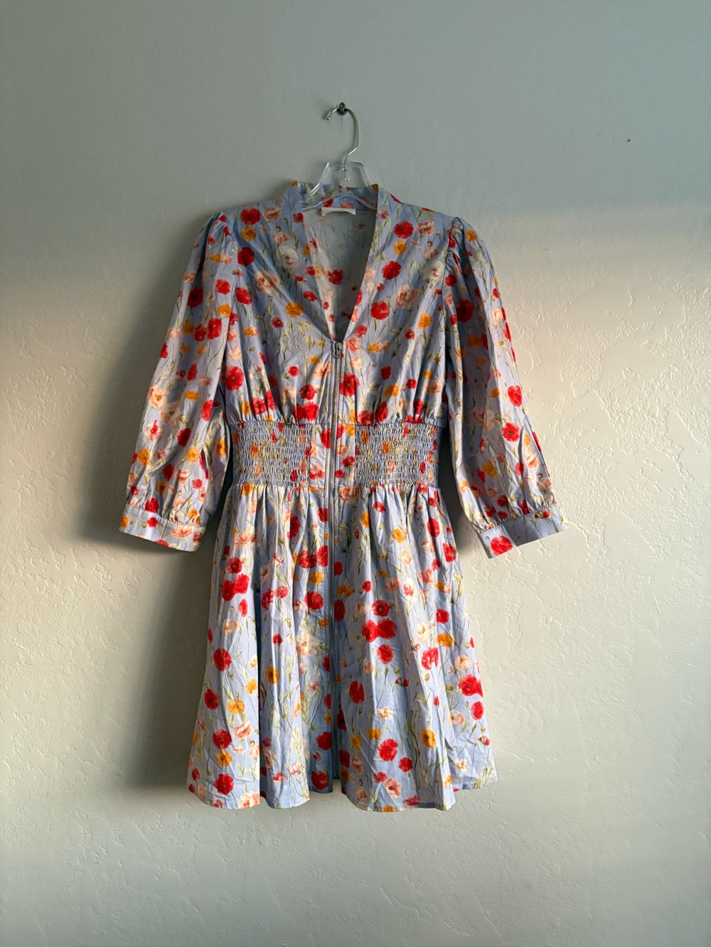 ❤️NEW entro Floral Smocked Waist V-Neck Mini Dress - Red & Yellow Flowers